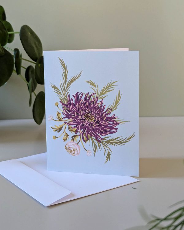 vikt kort med illustration av blommor